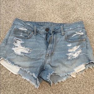 High rise denim shorts